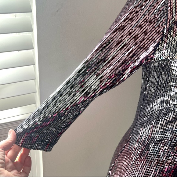 Karen Kane Sequin Sheath Dress, Blushed Metal, Pink and Silver - Picture 7 of 13